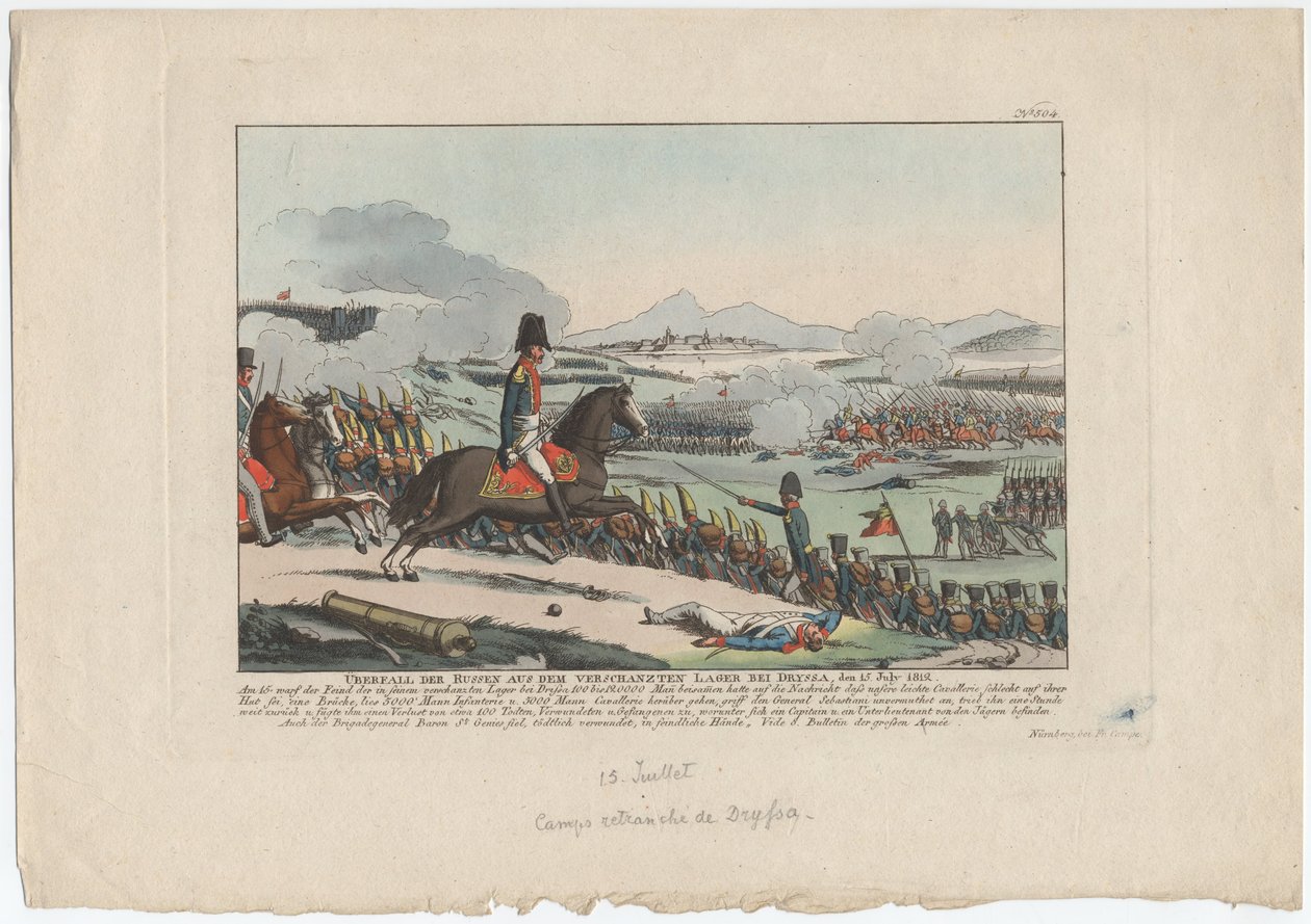 Rosyjski atak z okopanego obozu w Dryssie 15 lipca 1812 r. autorstwa August Friedrich Andreas Campe