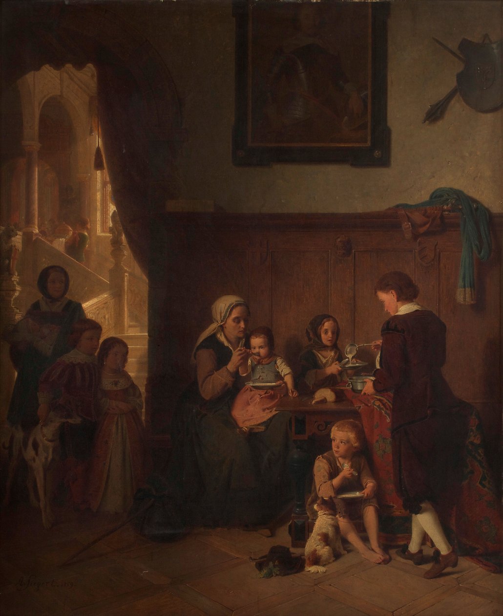 wyżywienie dla ubogiej rodziny autorstwa August Friedrich Siegert