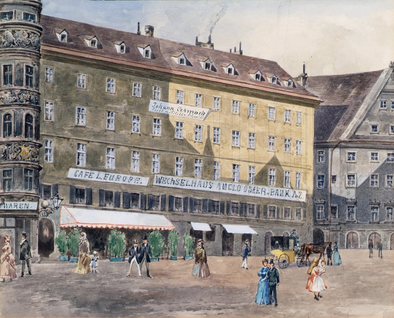 Dawne miejsce pożaru na Stephansplatz w Wiedniu z Café L