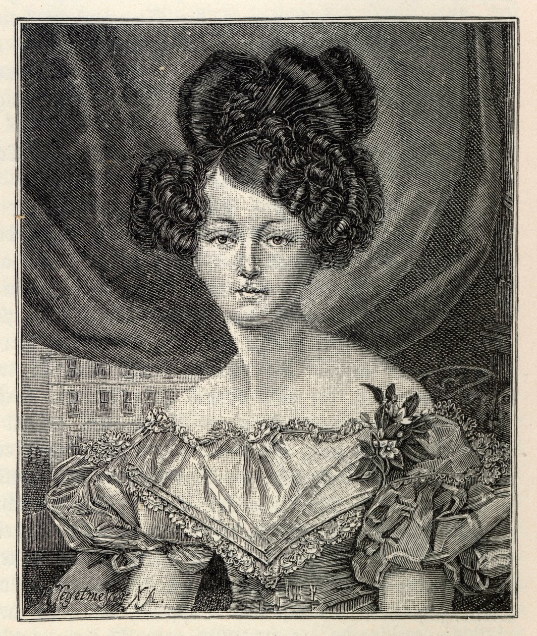 Augusta Sachsen-Weimar-Eisenach jako księżna Prus, 1829. autorstwa August Heinrich Ferdinand Tegetmeyer