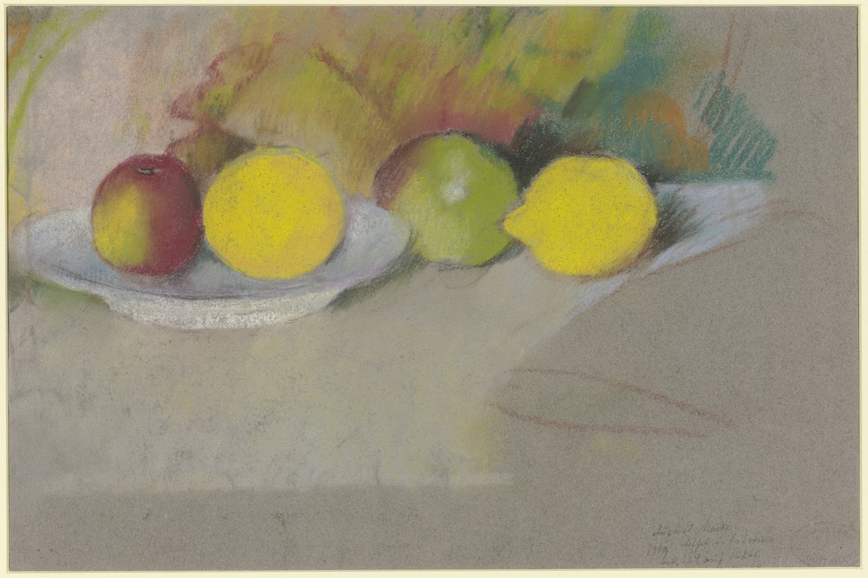Jabłka i cytryny, ok. 1909-10 (pastel na papierze) autorstwa August Macke