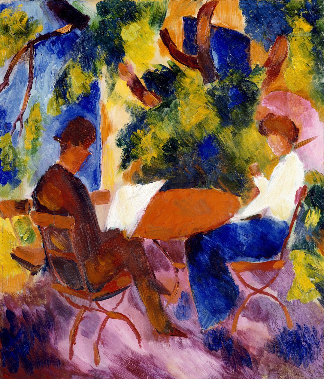 Przy stole ogrodowym, 1914 autorstwa August Macke