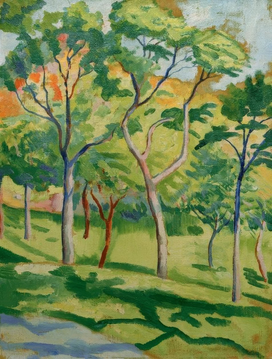 Drzewa na łące autorstwa August Macke