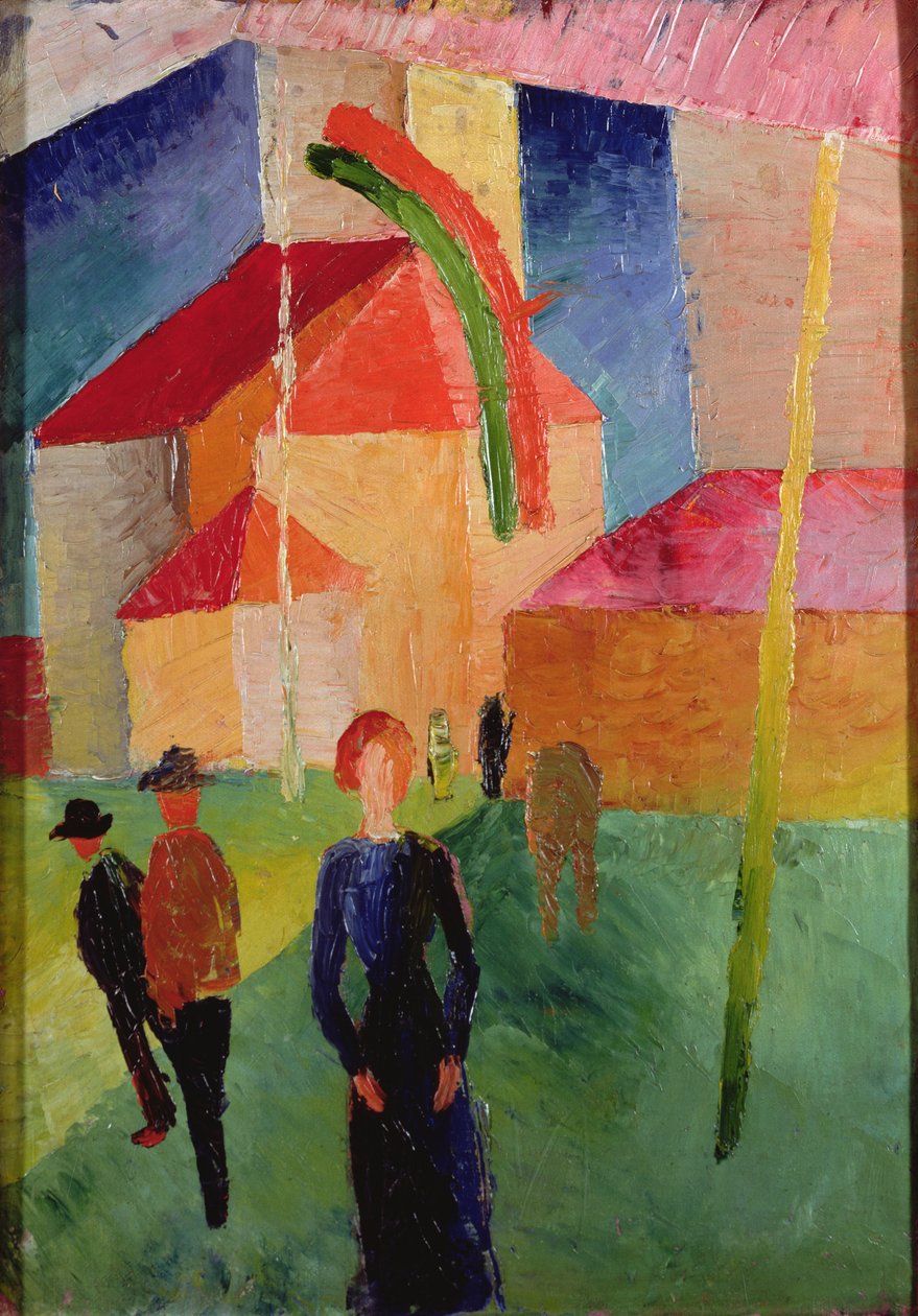 Kościół ozdobiony flagami (olej na płótnie) autorstwa August Macke