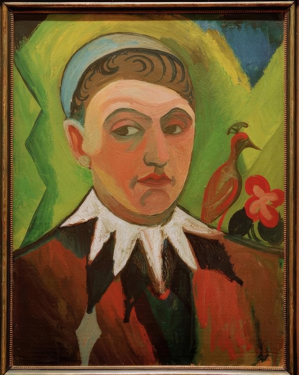 Klaun, karykaturalny autoportret autorstwa August Macke