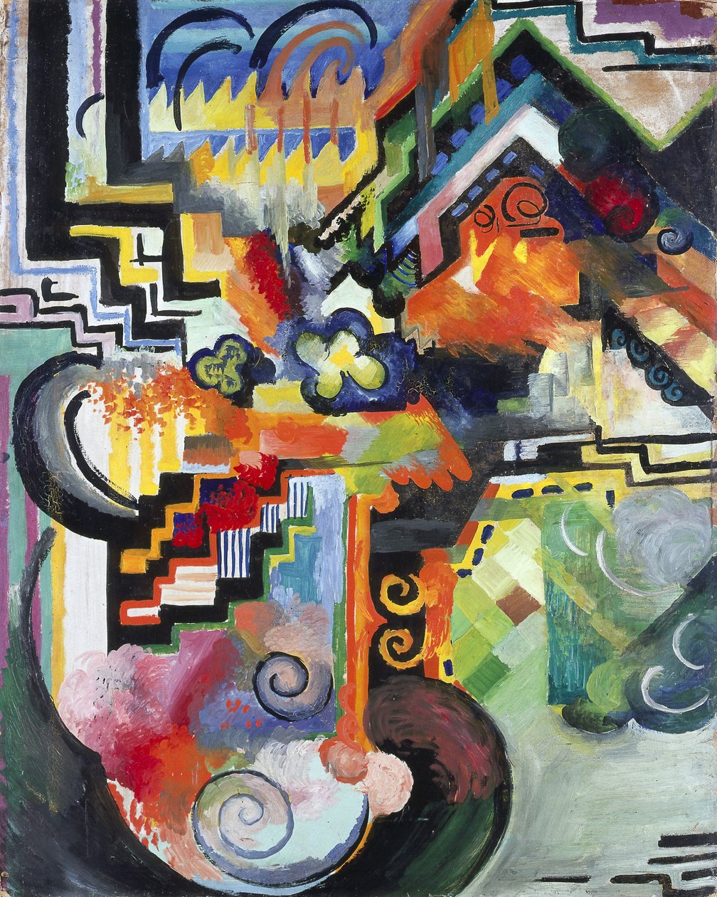 Kompozycja barwna Hołd dla Bacha, 1912 autorstwa August Macke