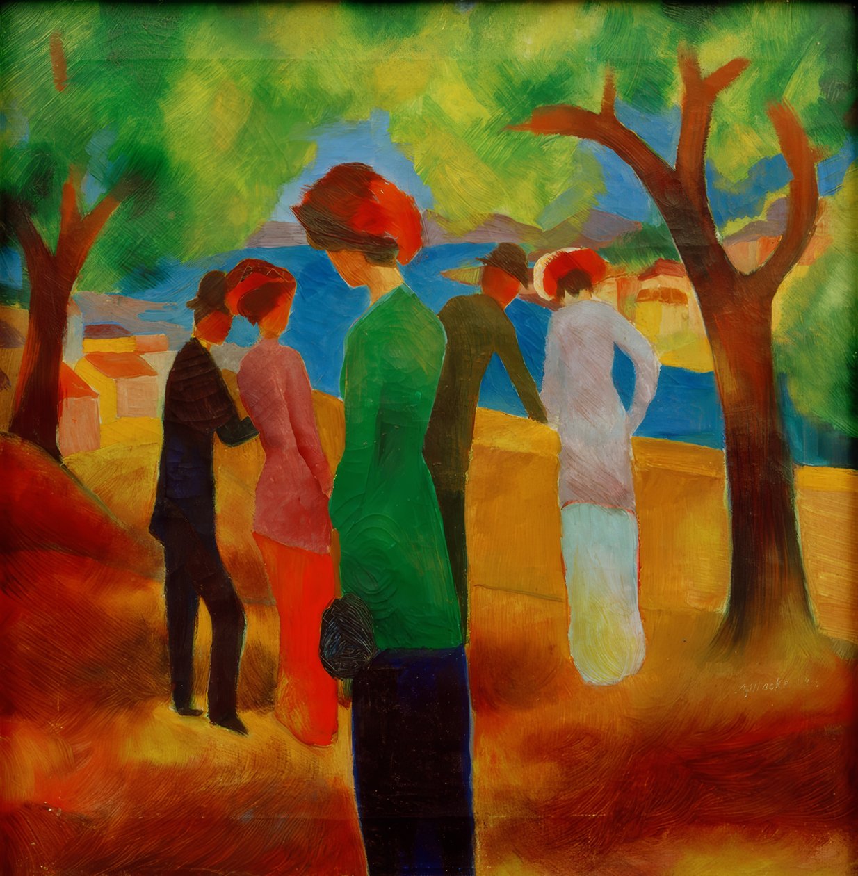 Pani w zielonej kurtce autorstwa August Macke