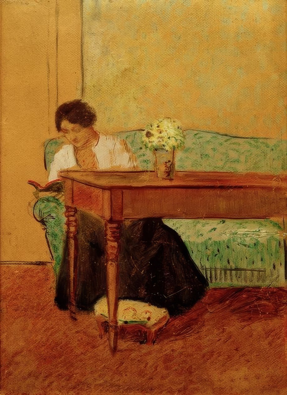 Elisabeth na zielonej sofie, czyta autorstwa August Macke