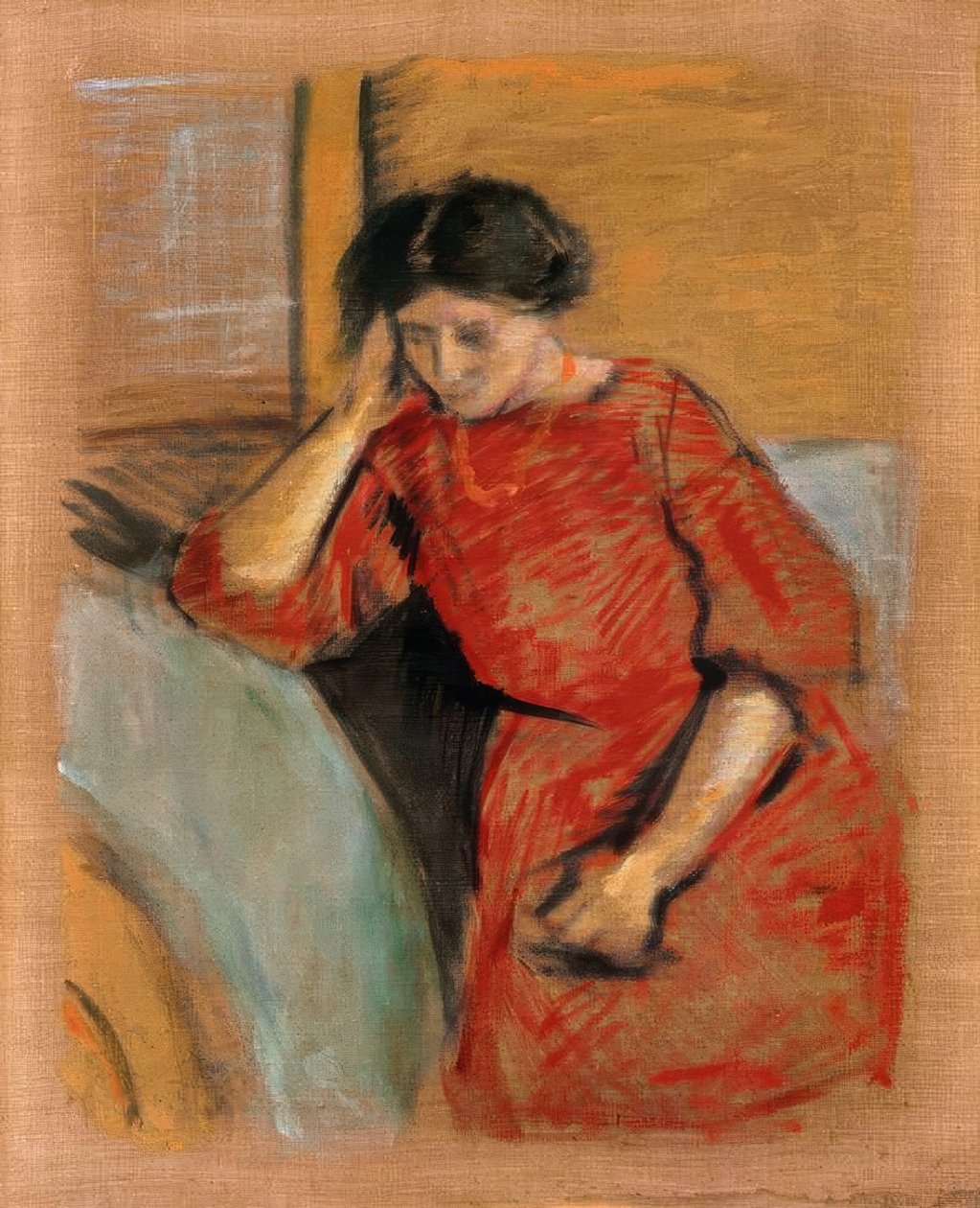 Elisabeth w czerwonej sukience autorstwa August Macke