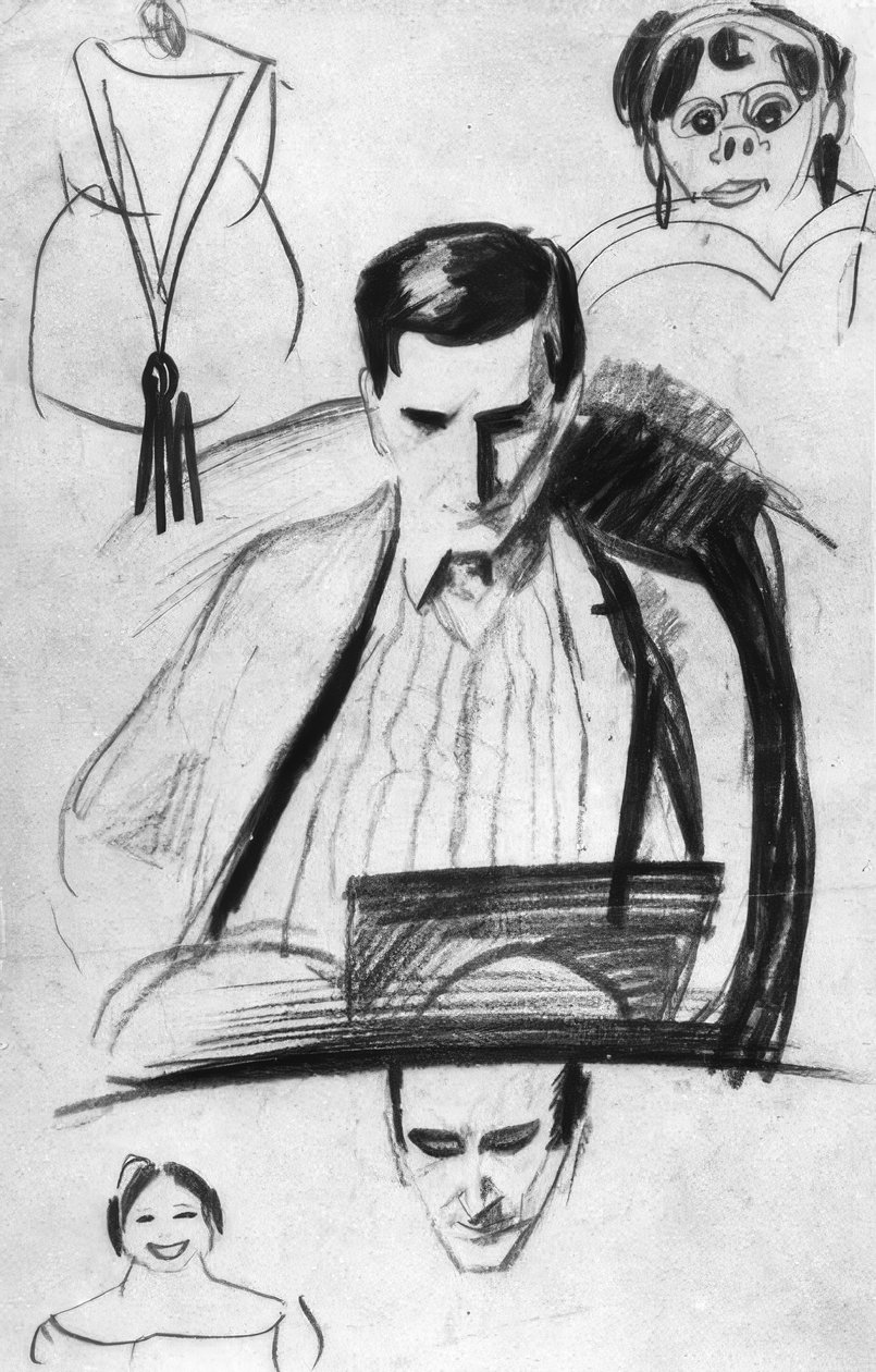 Franz Marc, portret / rysunek Macke autorstwa August Macke