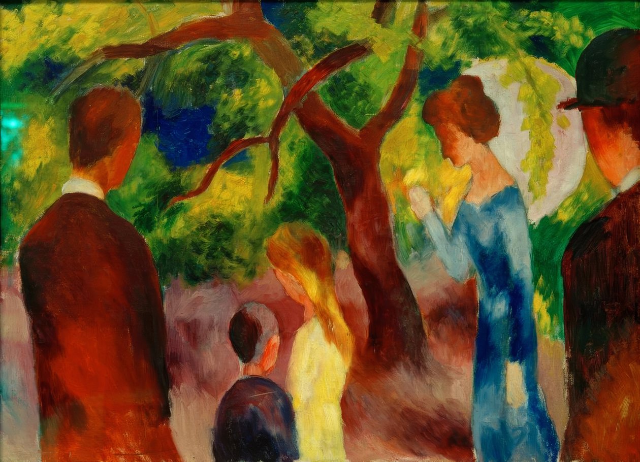 Świetna promenada: ludzie w ogrodzie autorstwa August Macke
