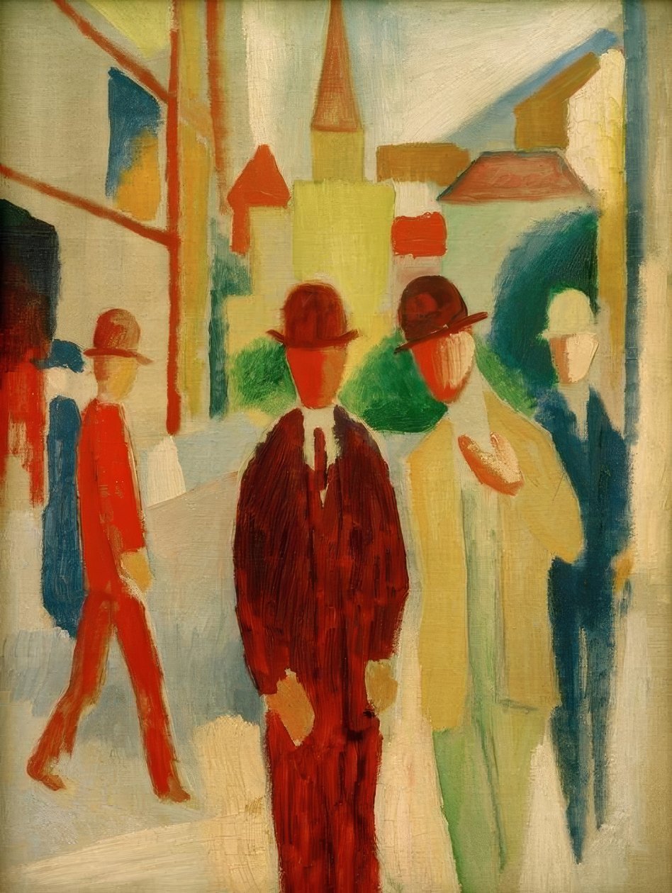 Lekka ulica z ludźmi autorstwa August Macke