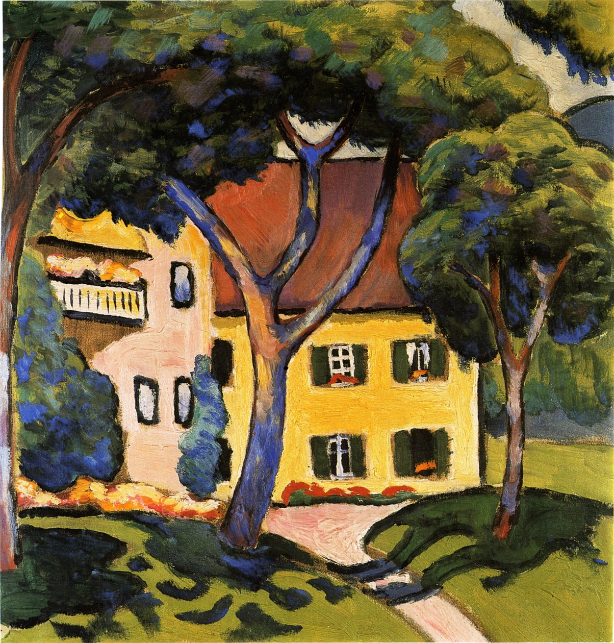 Dom w Tegernsee, 1910 r. autorstwa August Macke