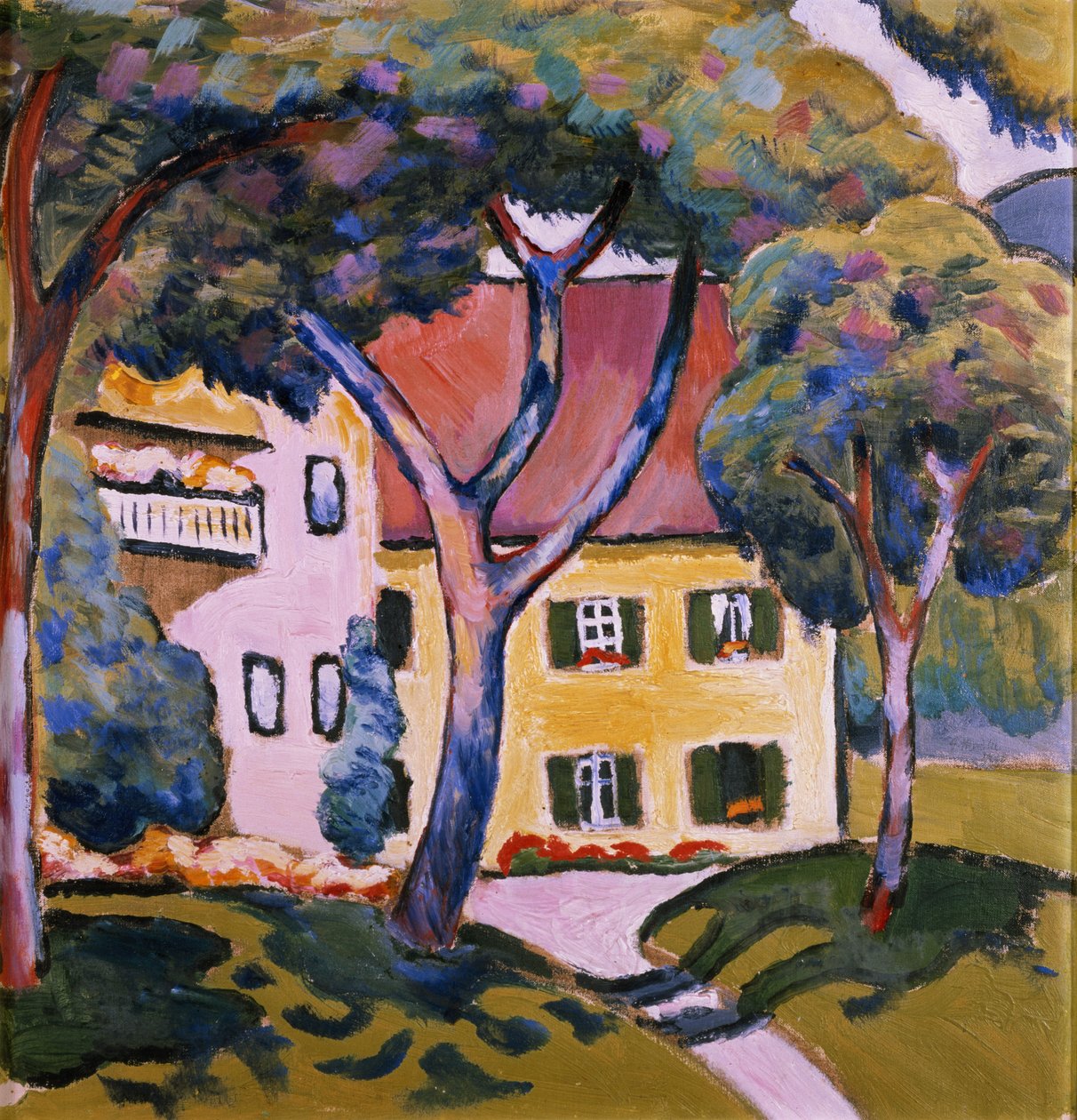 Dom w krajobrazie autorstwa August Macke