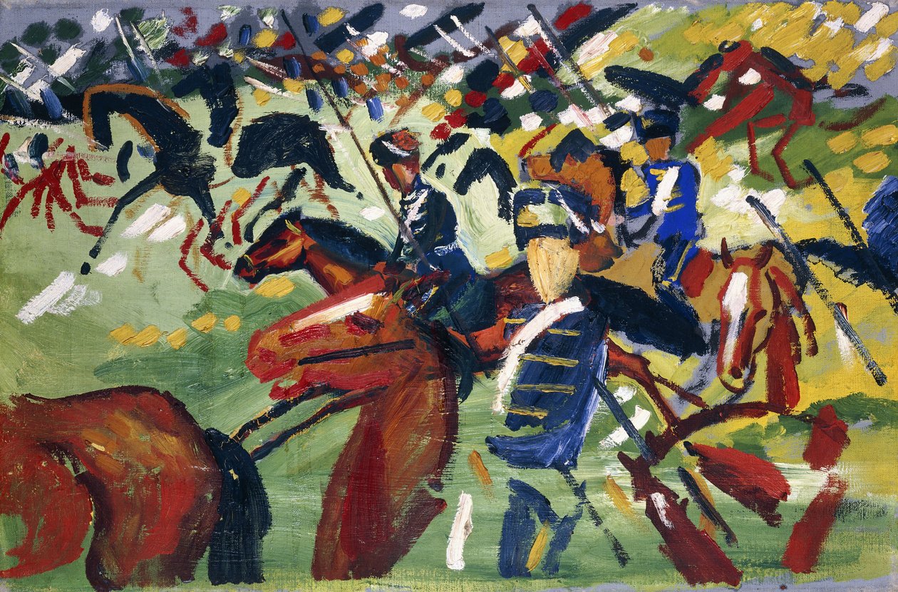 Wyprawa huzarów, 1913 autorstwa August Macke