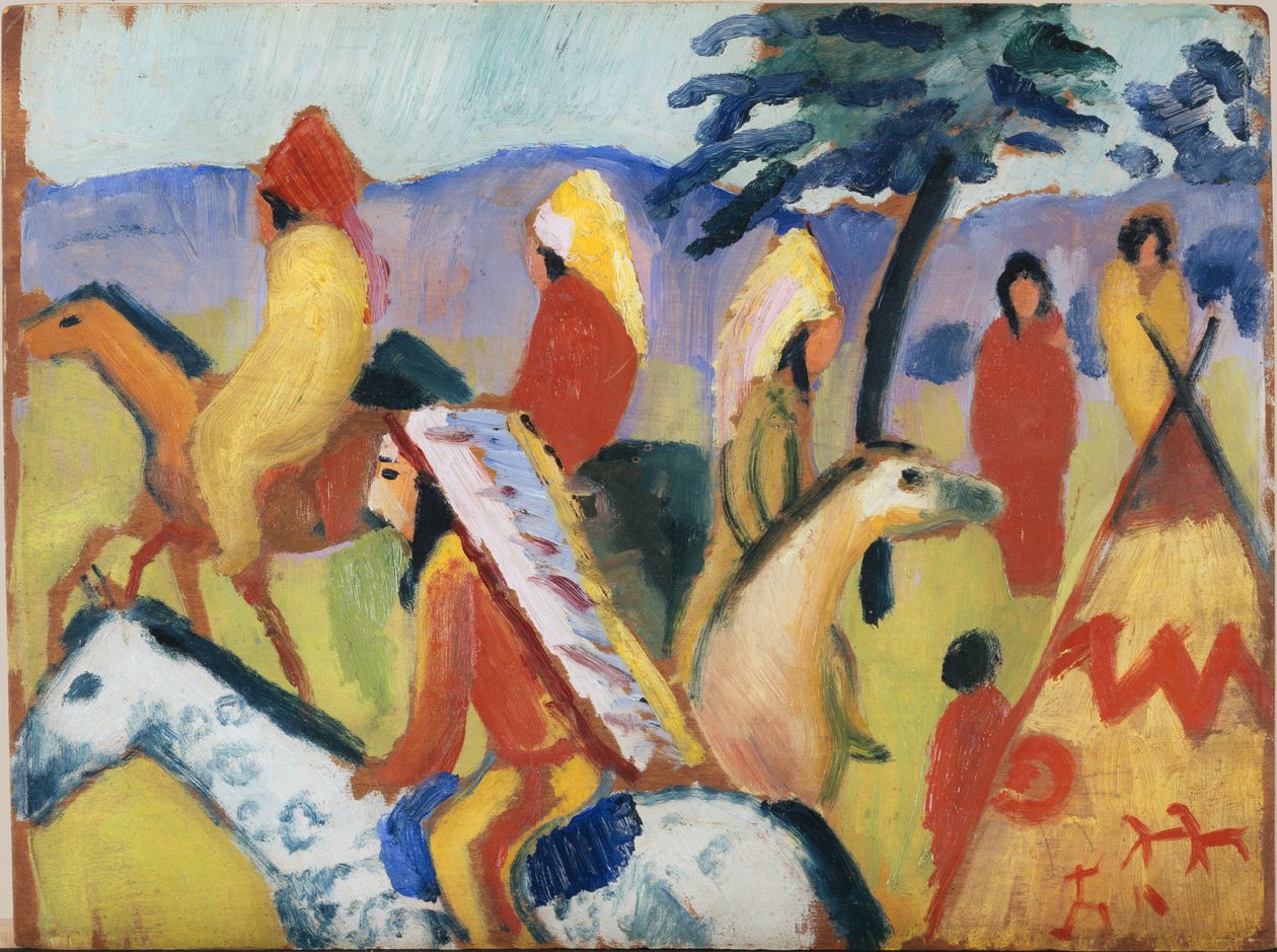 Indianie na koniach autorstwa August Macke