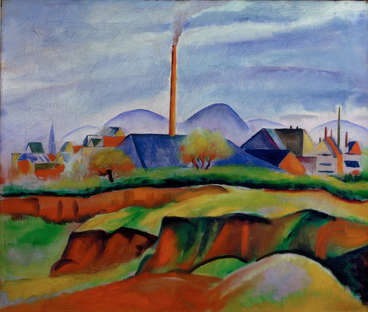 Krajobraz z fabryką autorstwa August Macke