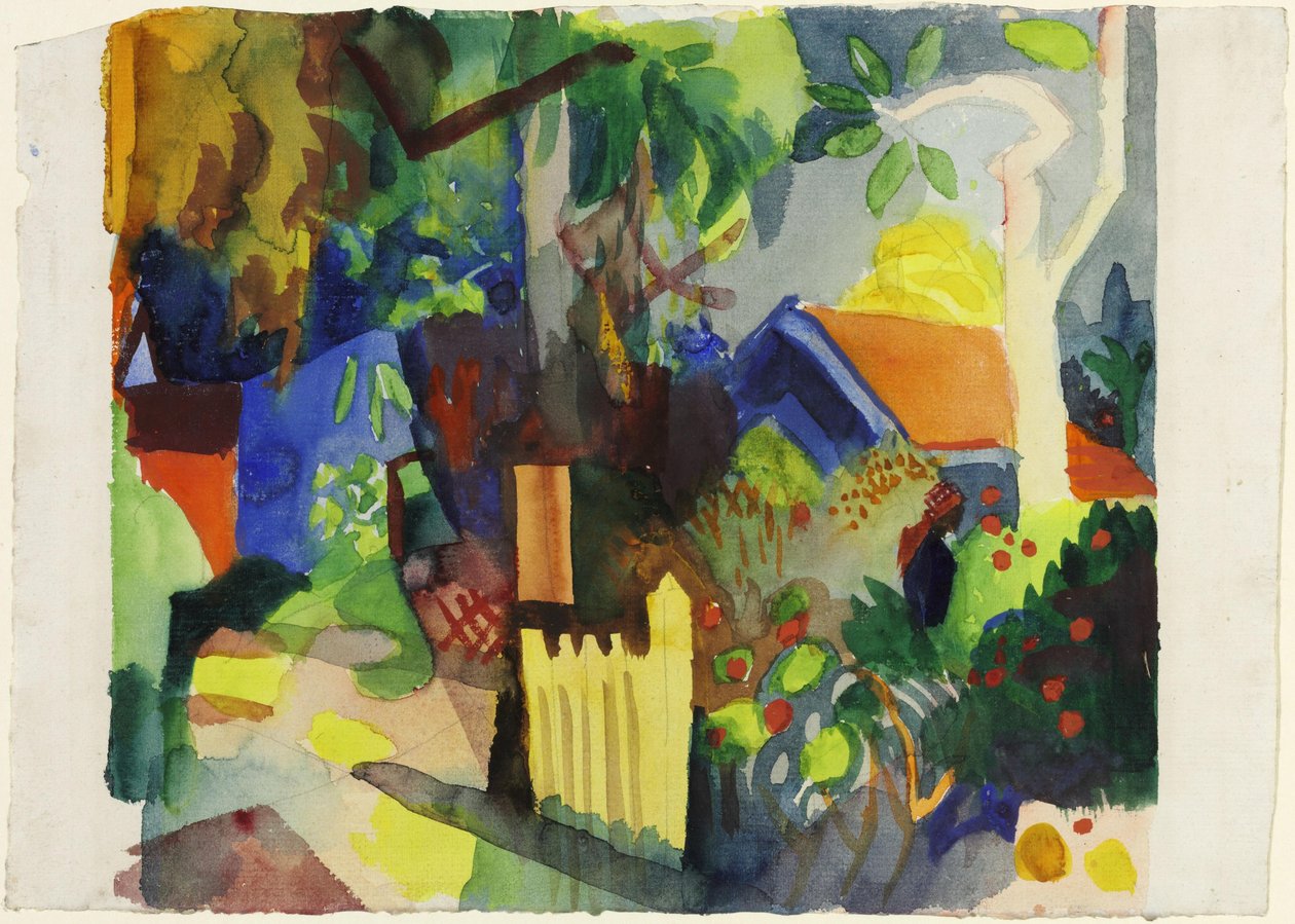 Krajobraz z jasnym drzewem autorstwa August Macke