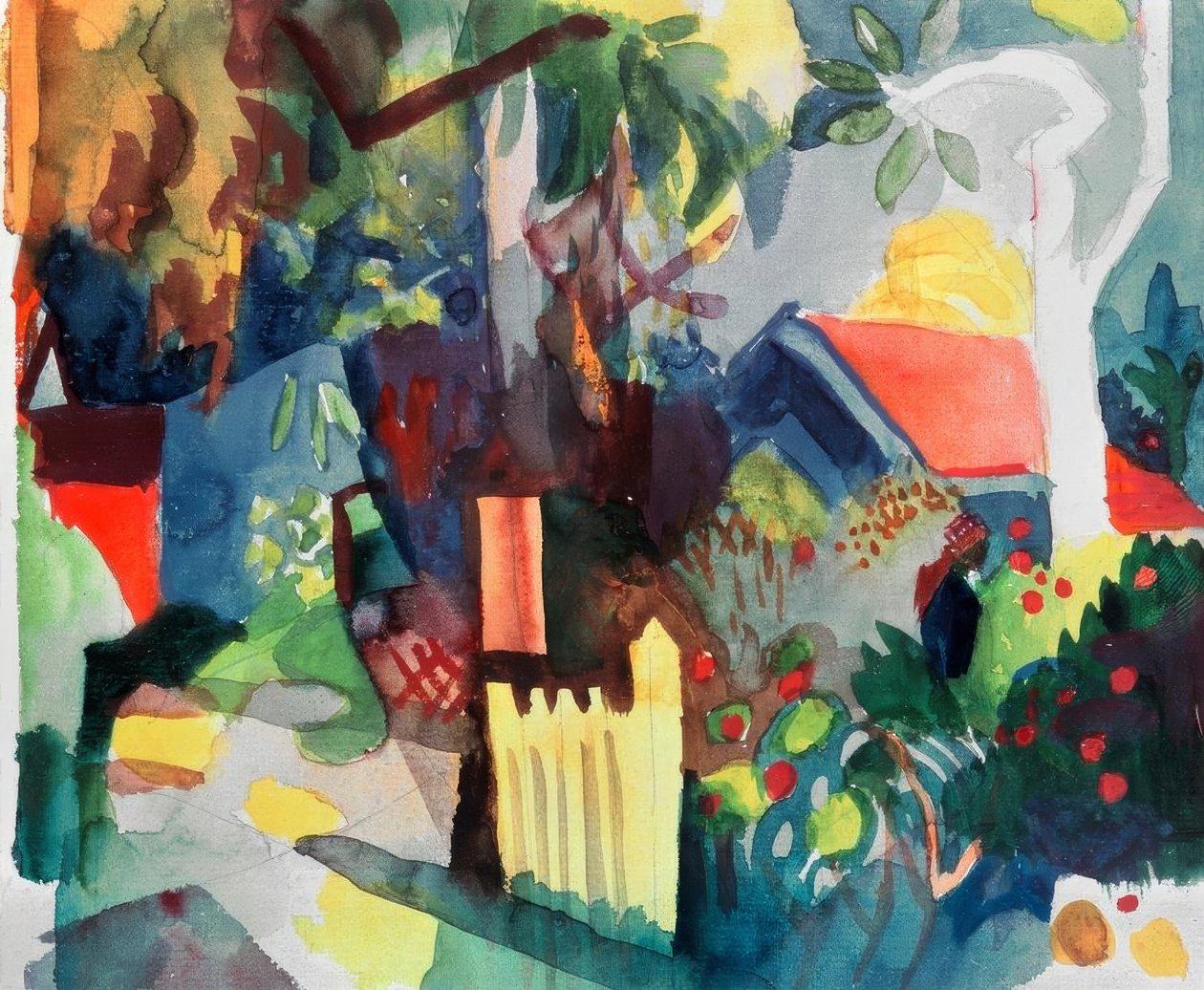 Krajobraz z jasnym drzewem autorstwa August Macke