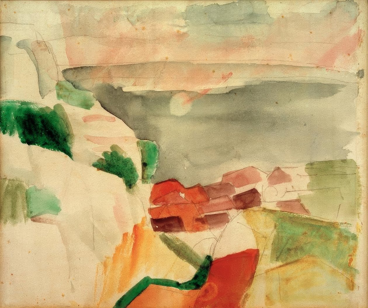 Krajobraz z jeziora Murten autorstwa August Macke