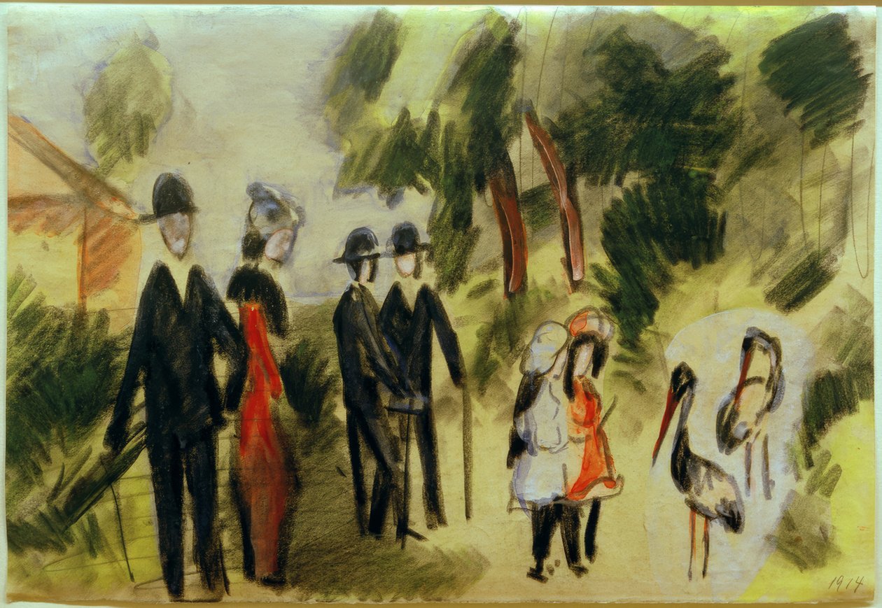 Ludzie przy czaplach autorstwa August Macke