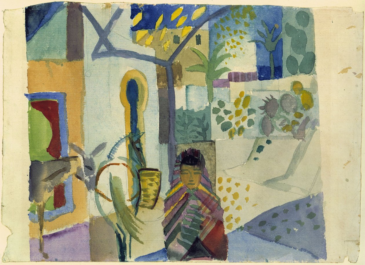 Dziewczyna z koniem i osłem autorstwa August Macke