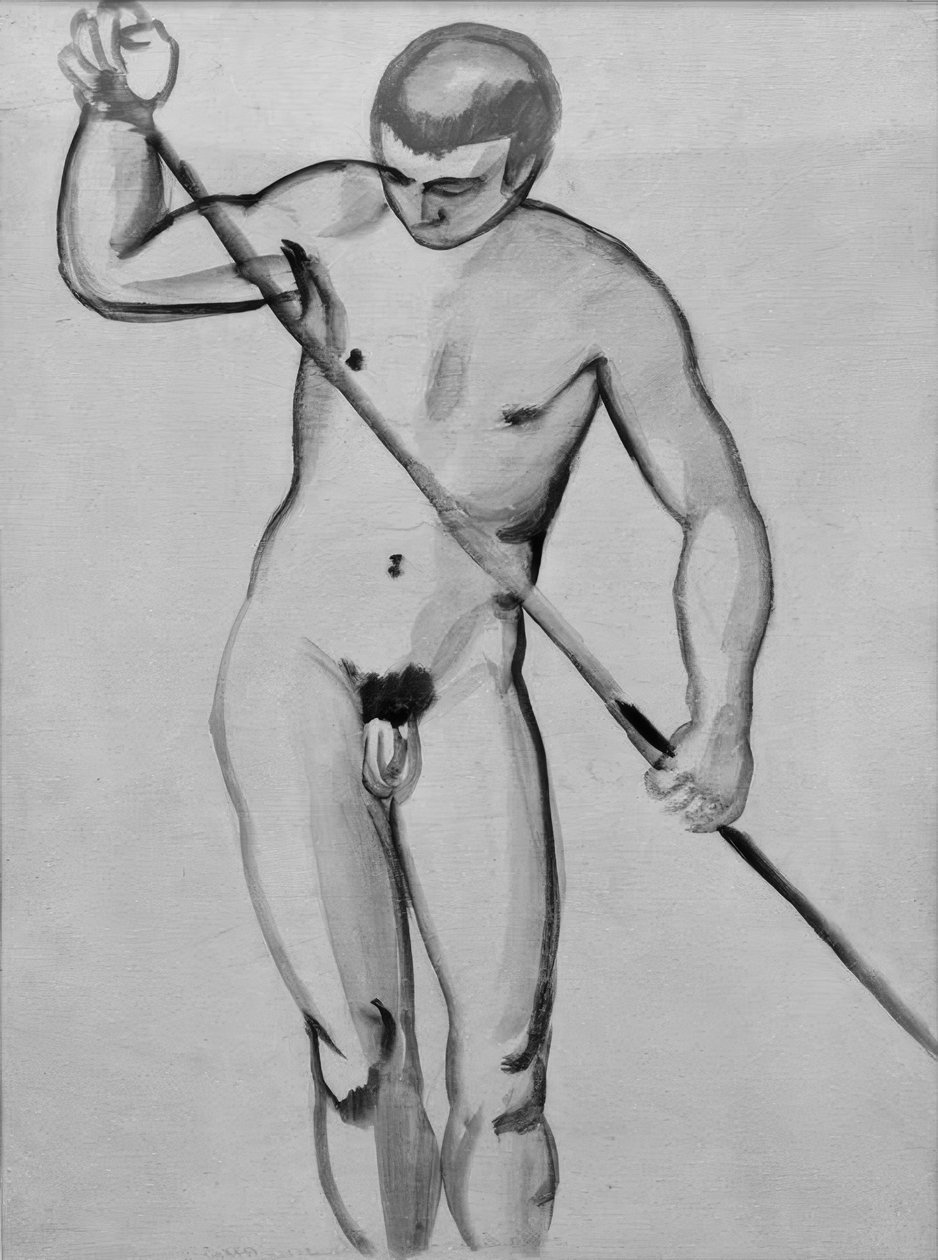 Mężczyzna nago (przewoźnik) autorstwa August Macke