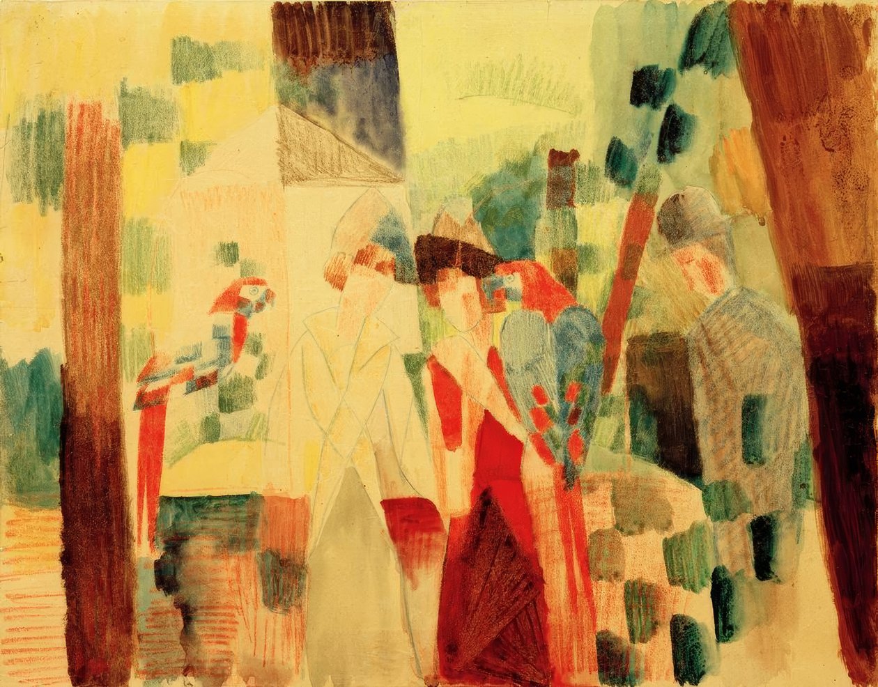 Mężczyzna i kobieta z papugami autorstwa August Macke