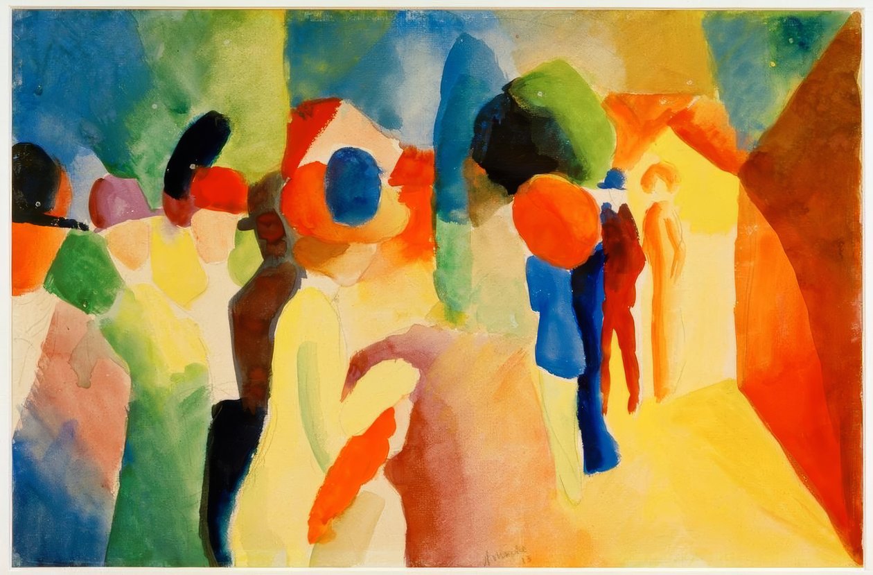 Z żółtą kurtką autorstwa August Macke