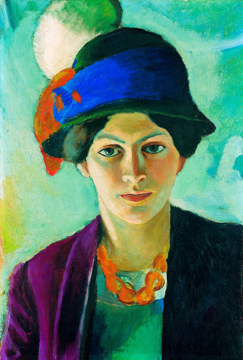 „Portret żony artysty w kapeluszu” (żona artysty w kapeluszu) Obraz Augusta Macke (1887-1914) autorstwa August Macke