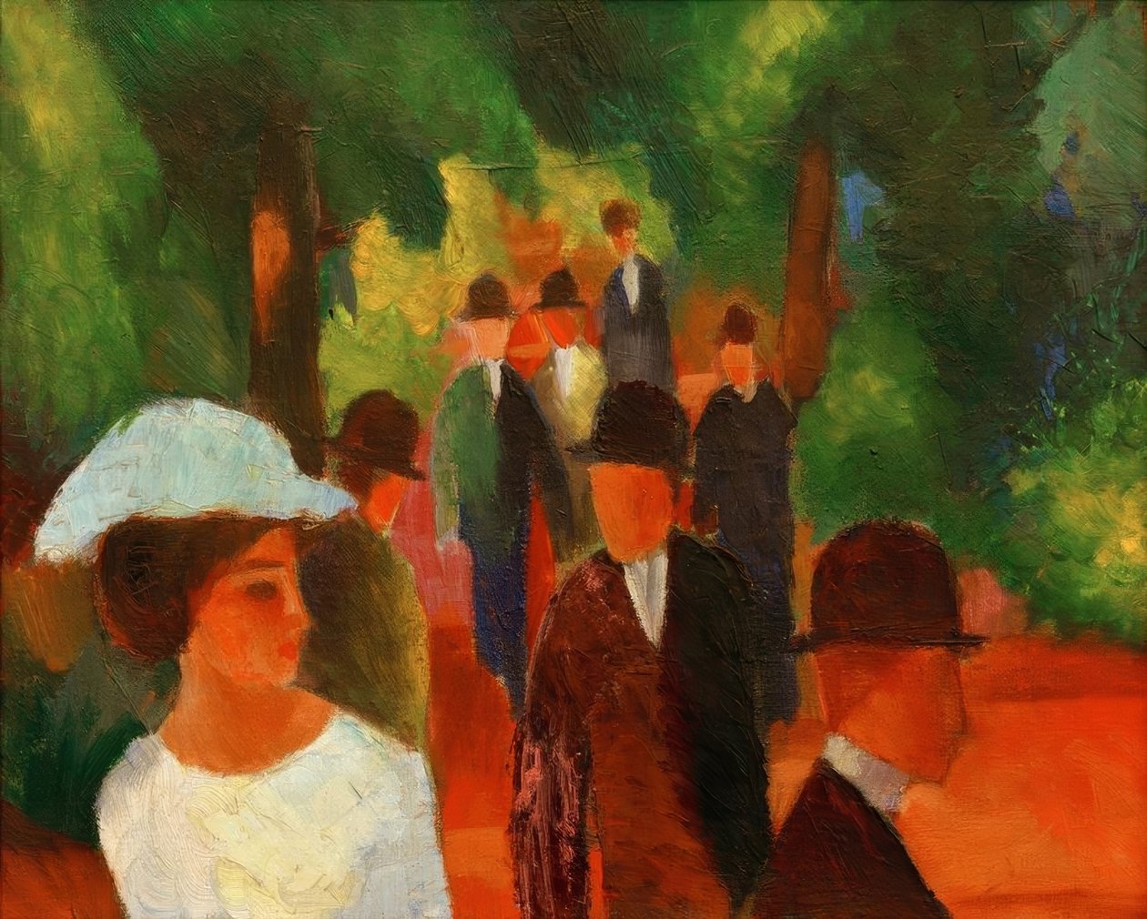 Promenada (z białą dziewczynką w połowie długości) autorstwa August Macke
