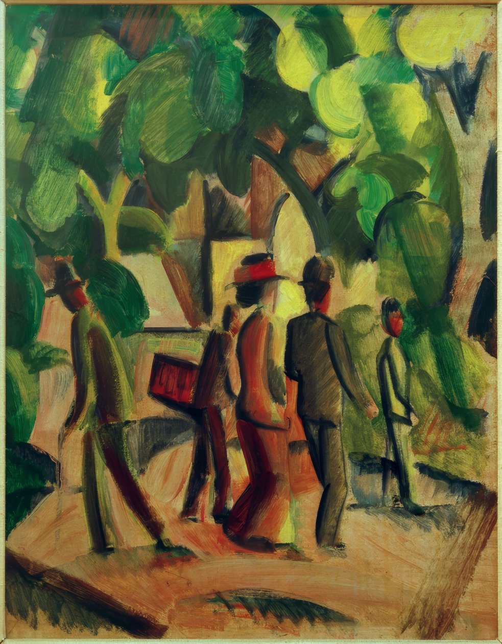 Promenada w kolorze brązowo-zielonym autorstwa August Macke