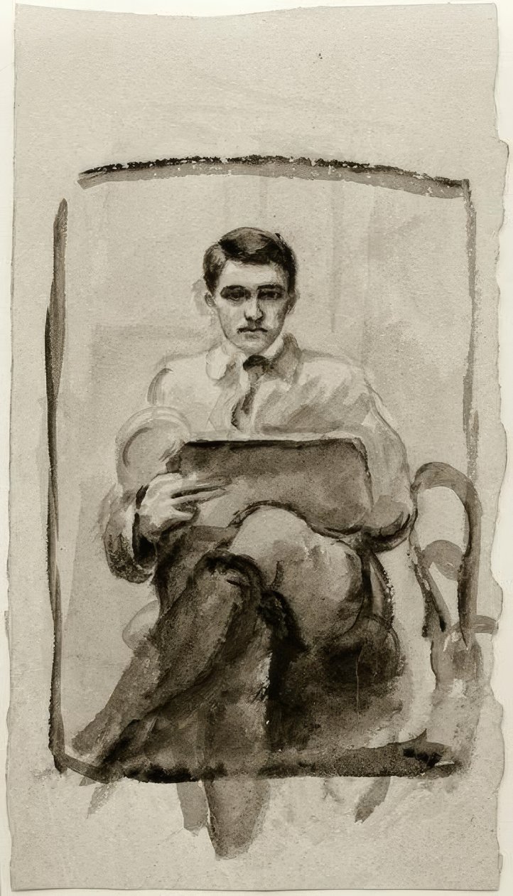 Autoportret, rysunek autorstwa August Macke