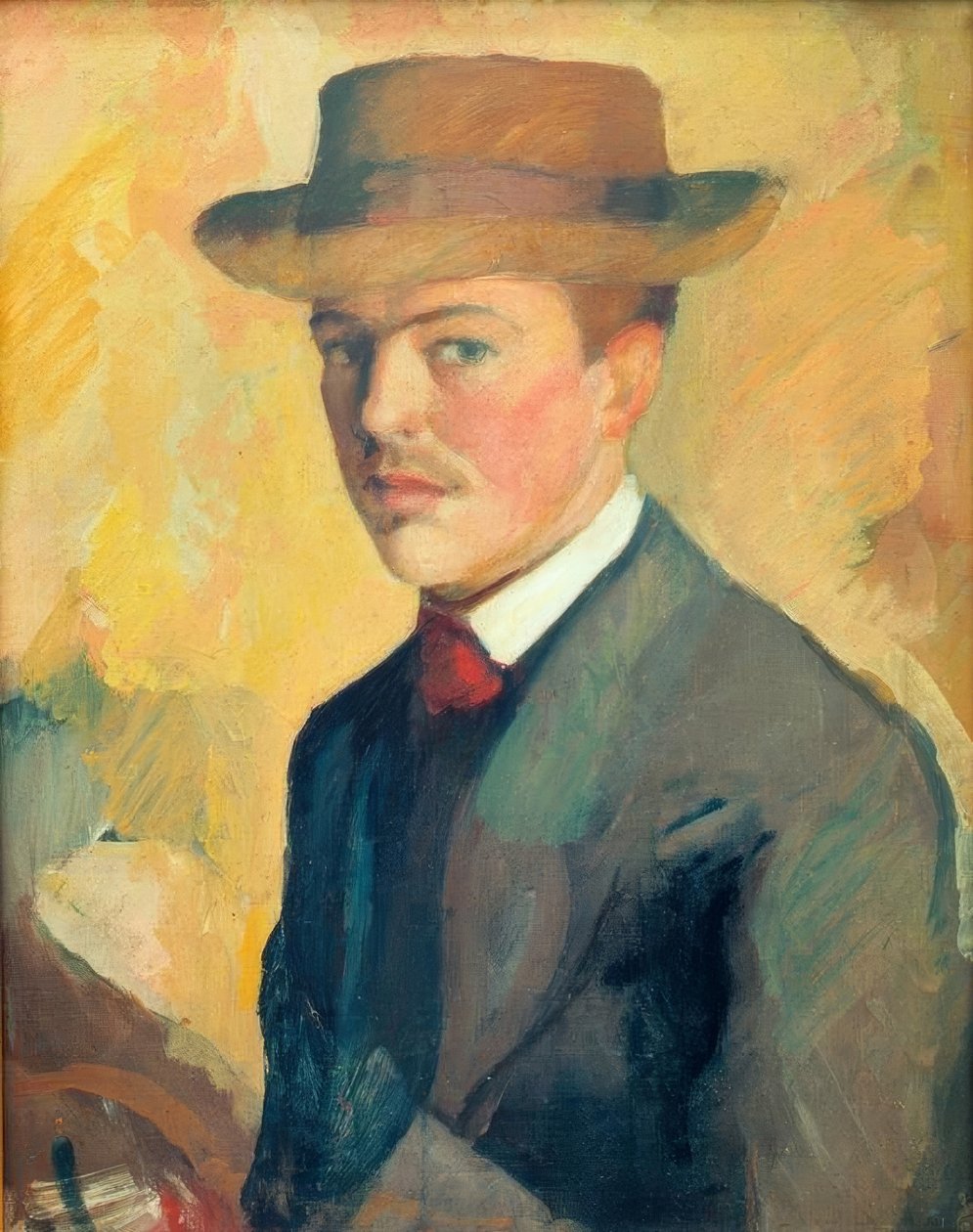 Autoportret w kapeluszu autorstwa August Macke