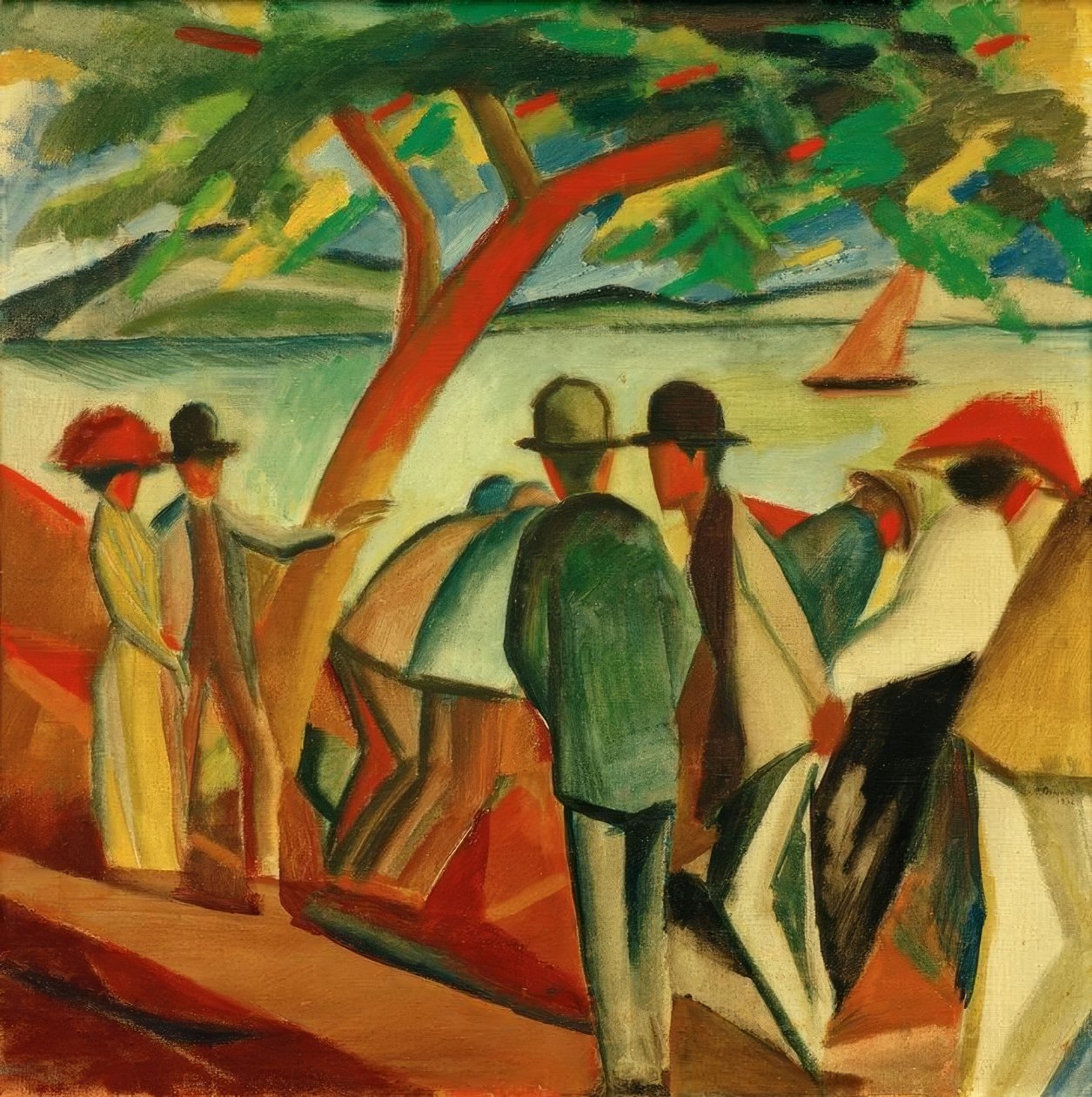 Wędrowcy po jeziorze autorstwa August Macke