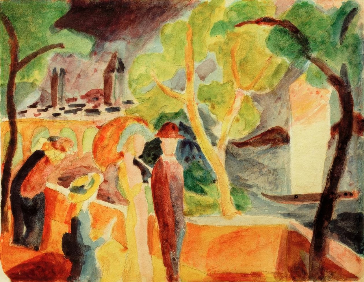 Wędrowcy po jeziorze autorstwa August Macke