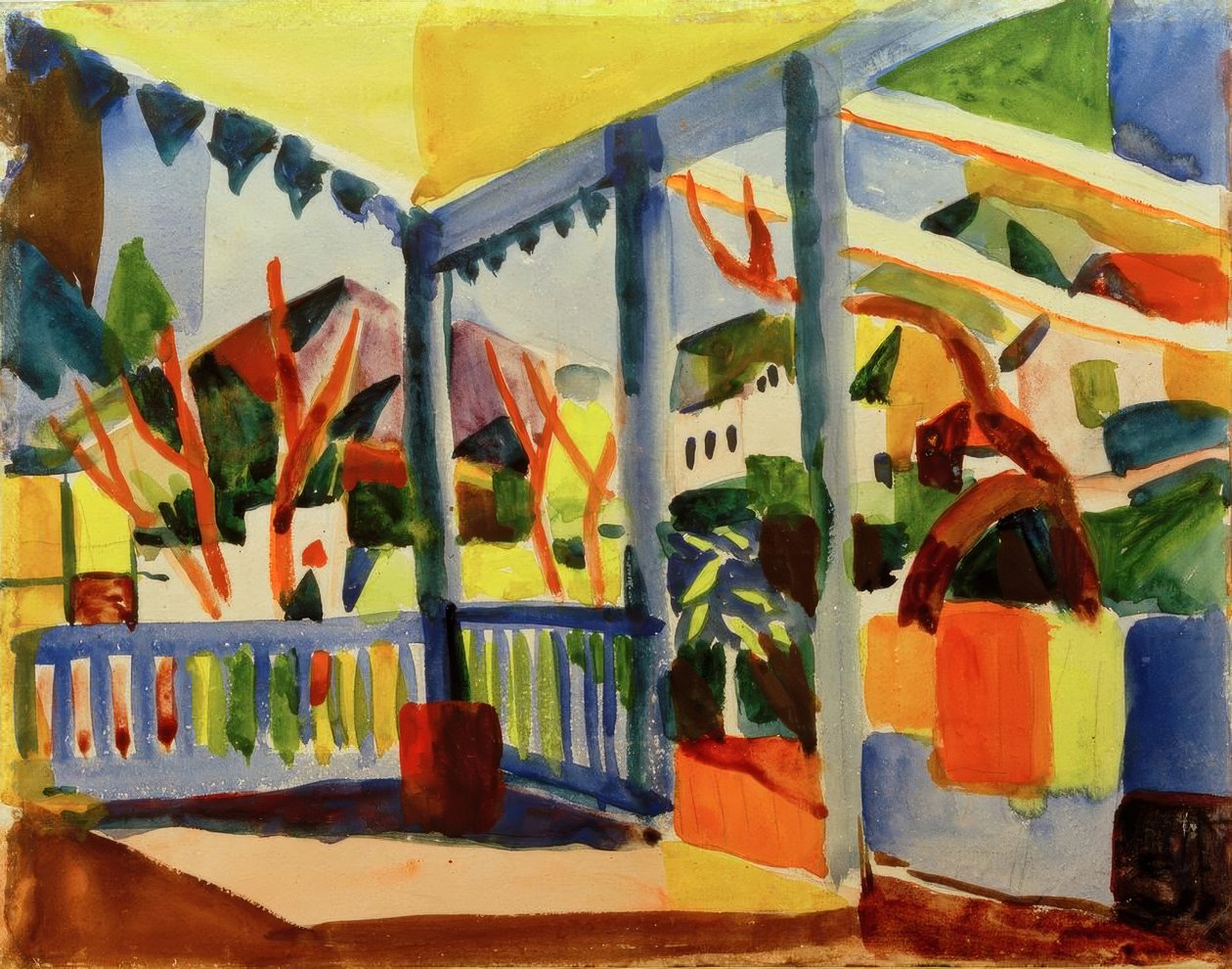 Taras wiejskiego domu w St. Germain autorstwa August Macke
