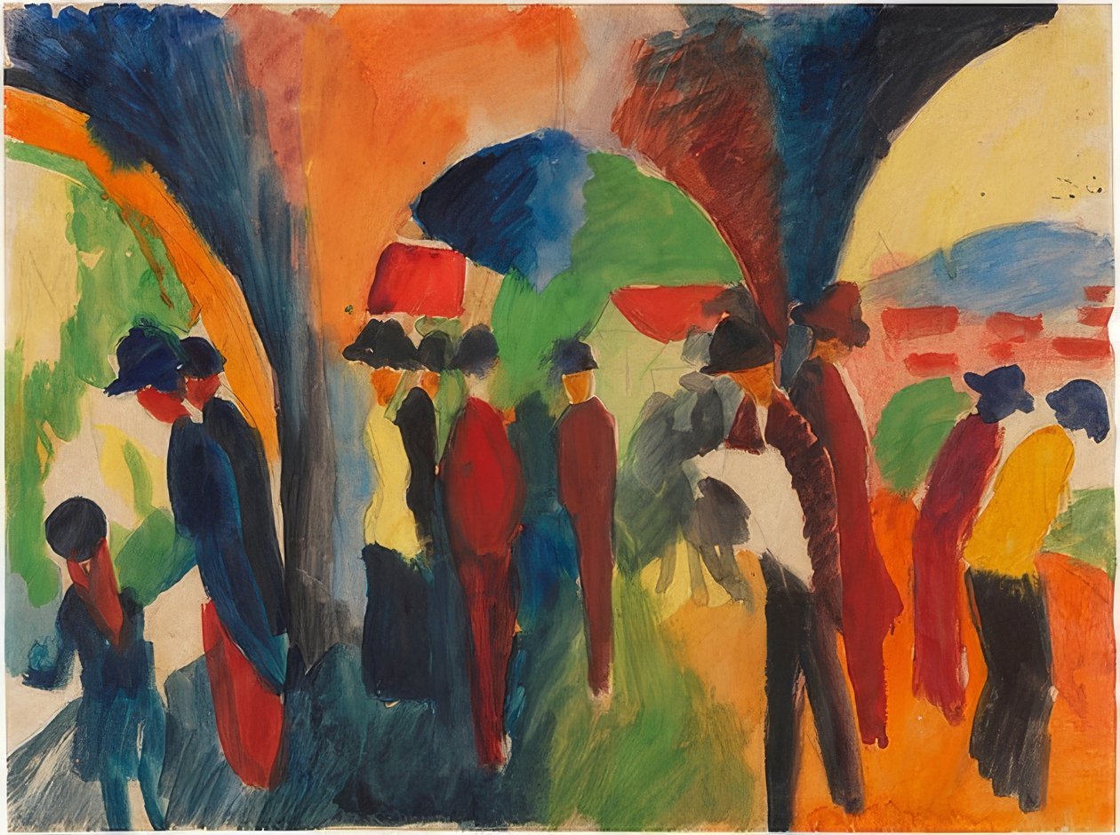 Pod altanami Thun (Motyw wózka). 1913 autorstwa August Macke