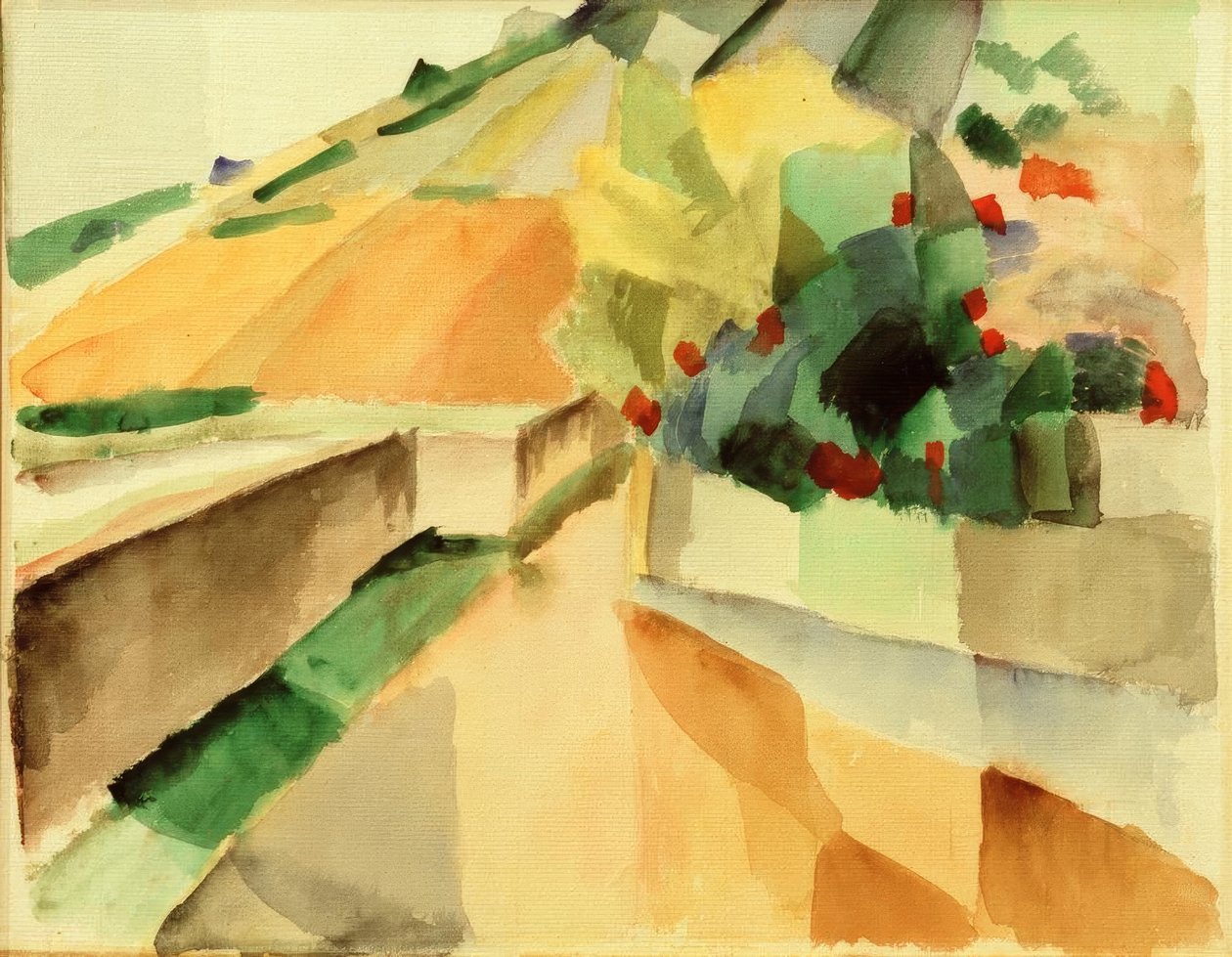 Winnice nad jeziorem Murten autorstwa August Macke