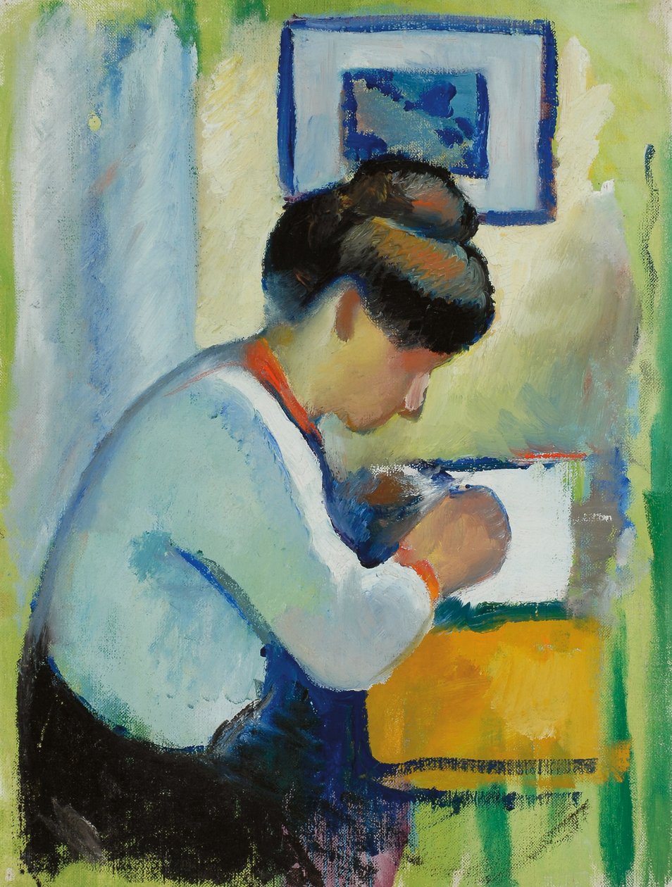 Kobieta pisząca, 1910 autorstwa August Macke