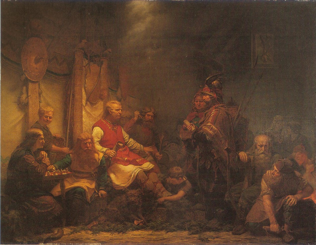 Posłańcy króla Ella przed synami Ragnara Lothbroka autorstwa August Malmström