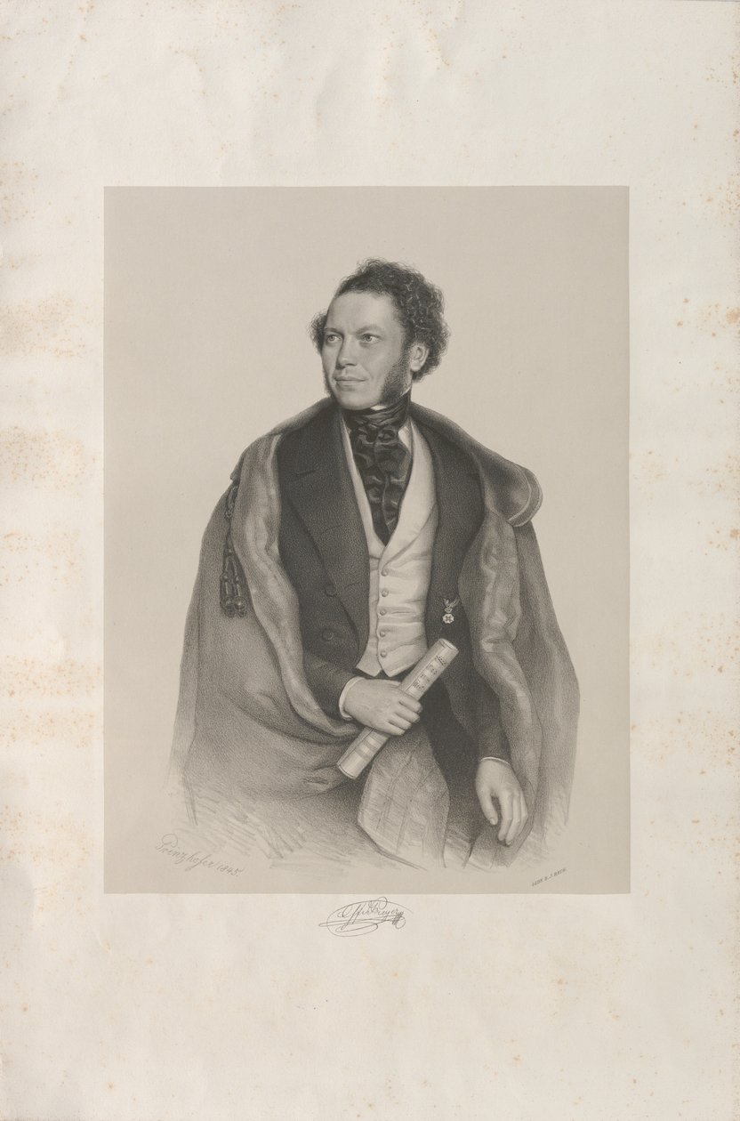Portret kompozytora i dyrygenta Gottfrieda von Preyera 1807-1901, 1845. autorstwa August Prinzhofer