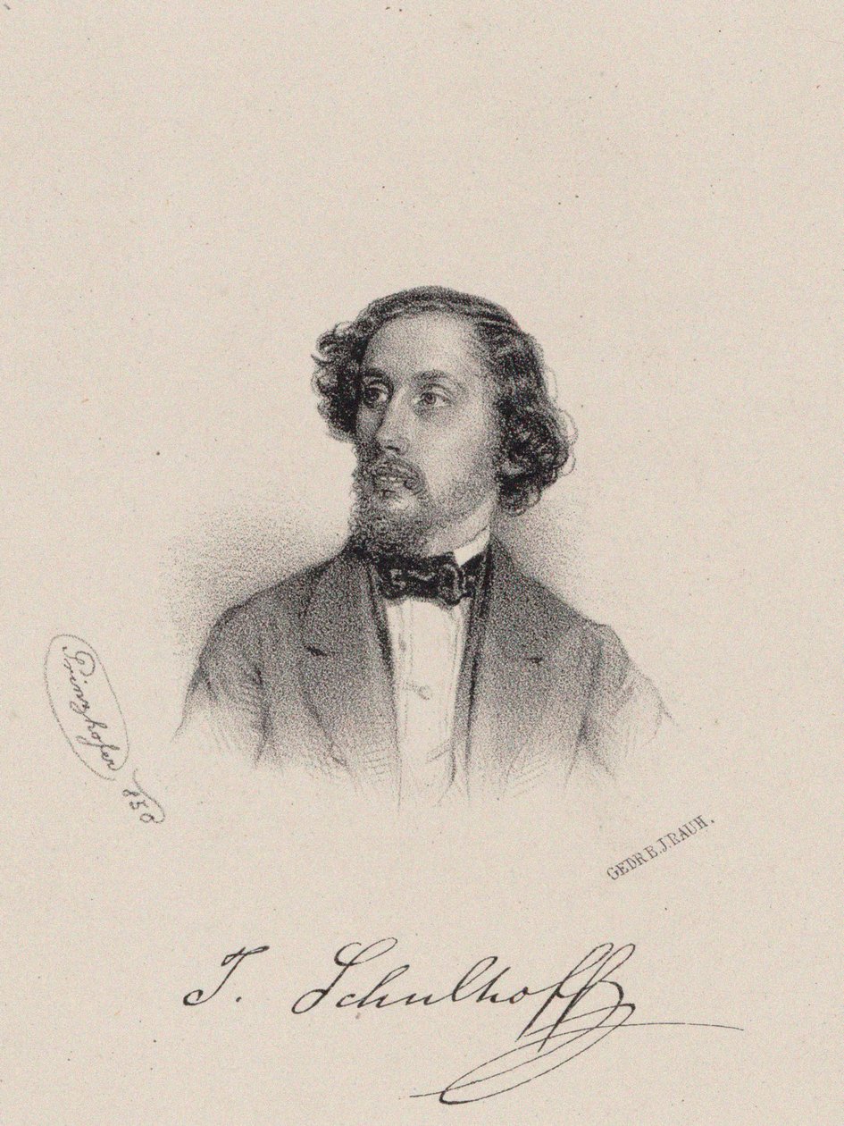 Portret pianisty i kompozytora Juliusa Schulhoffa 1825-1898 , 1850. autorstwa August Prinzhofer