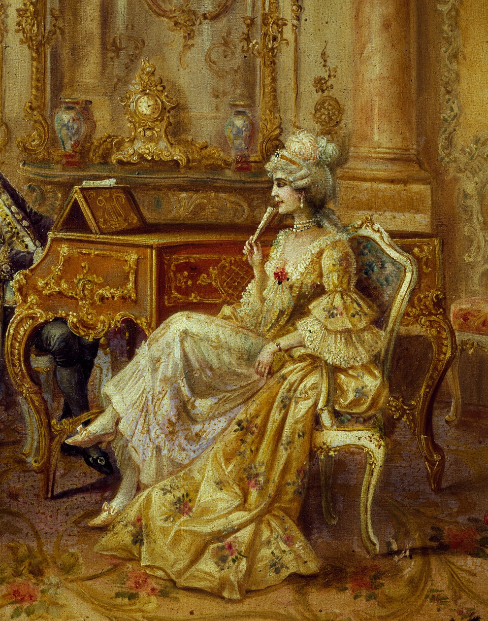 Na fortepianie, Stephan Sedlacek (1868-1936), olej na płótnie, detal autorstwa August Stephan Sedlacek