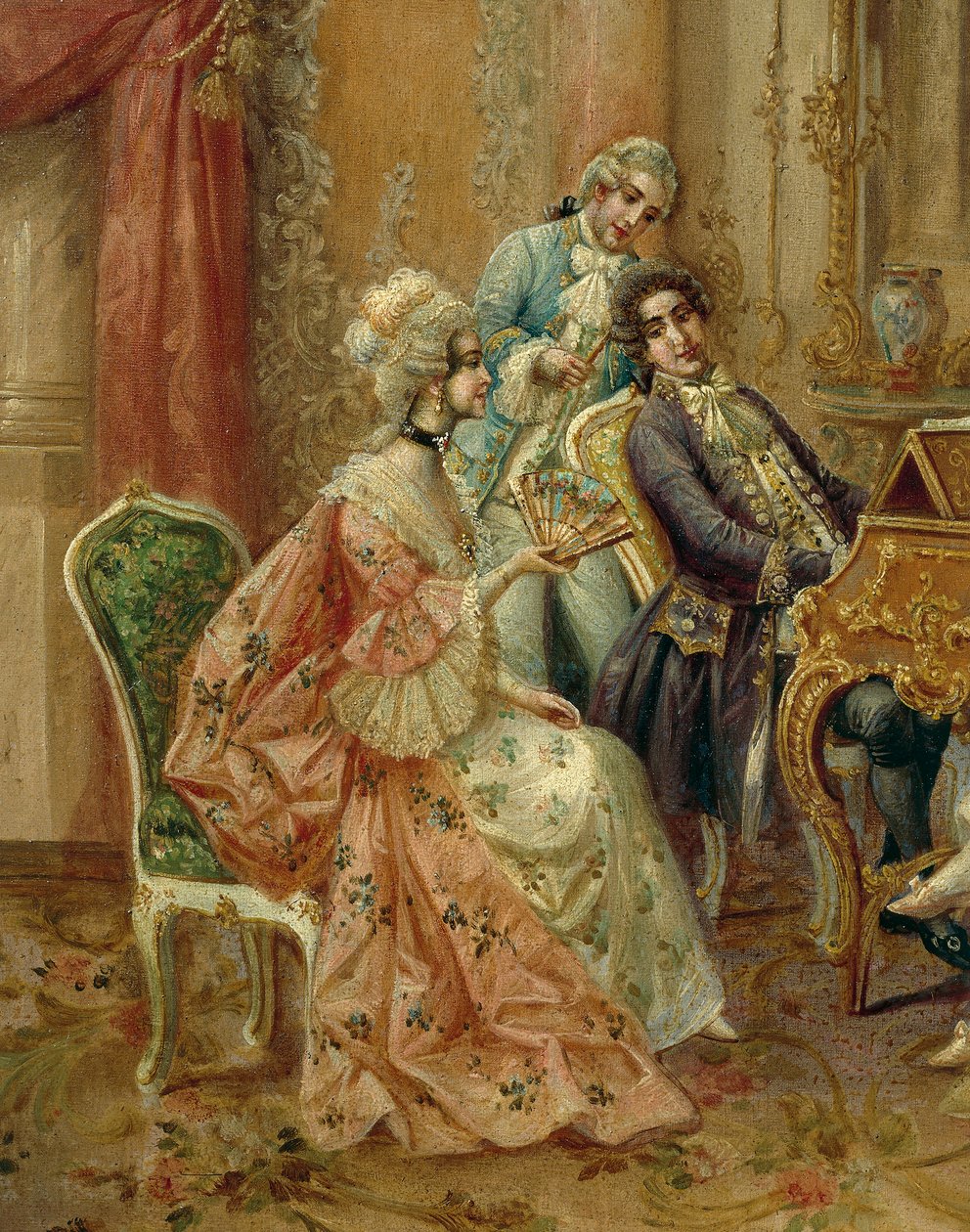 Na fortepianie, Stephan Sedlacek (1868-1936), olej na płótnie, detal autorstwa August Stephan Sedlacek