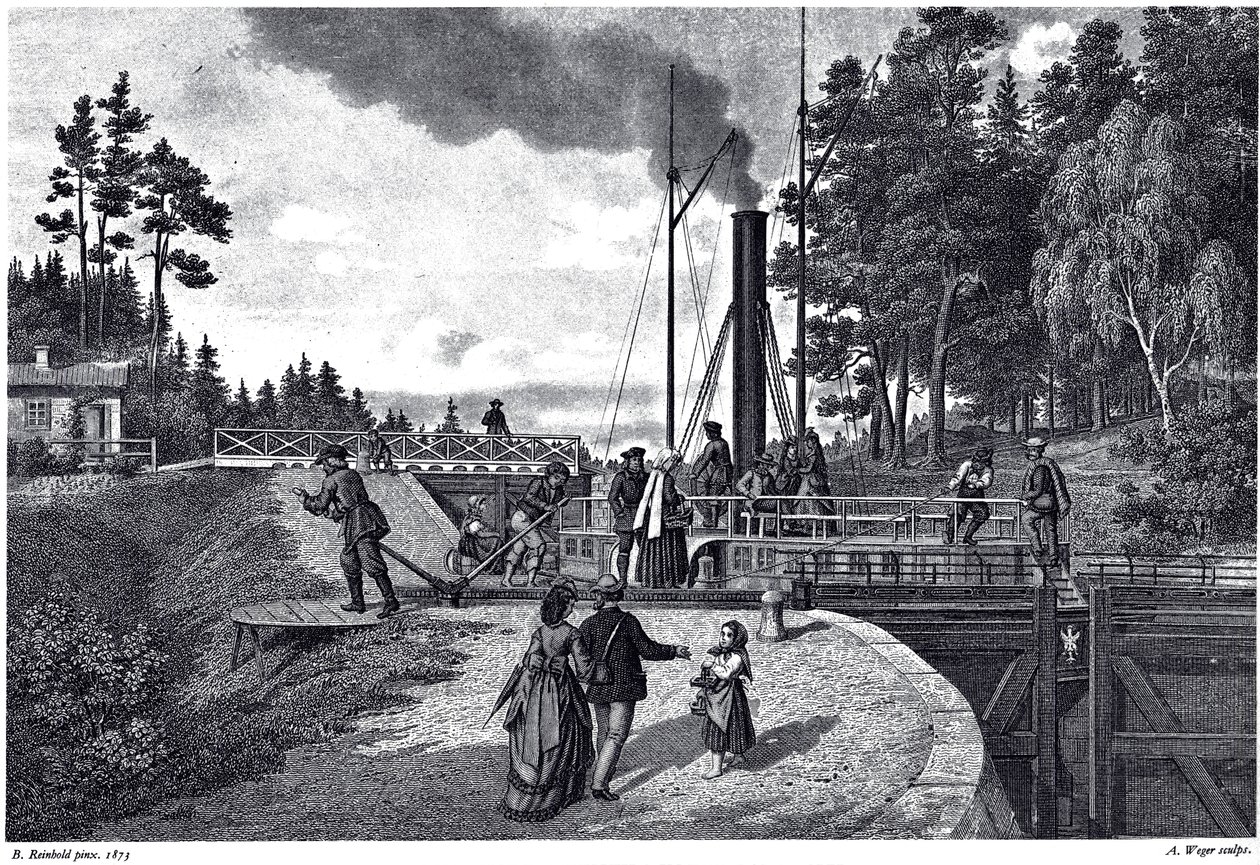 Widok śluzy Juustila w Finlandii, 1873 autorstwa August Weger