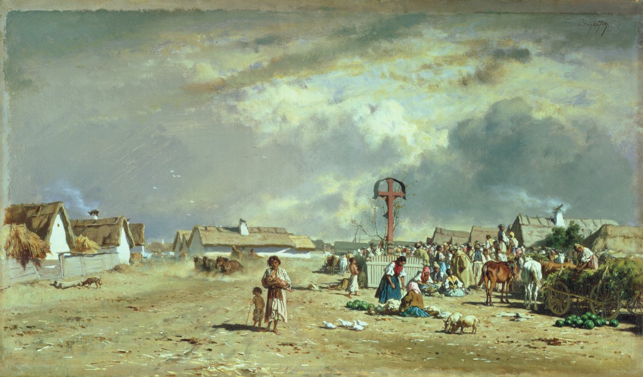 Targ w Szolnok, Węgry autorstwa August Xaver Karl von Pettenkofen