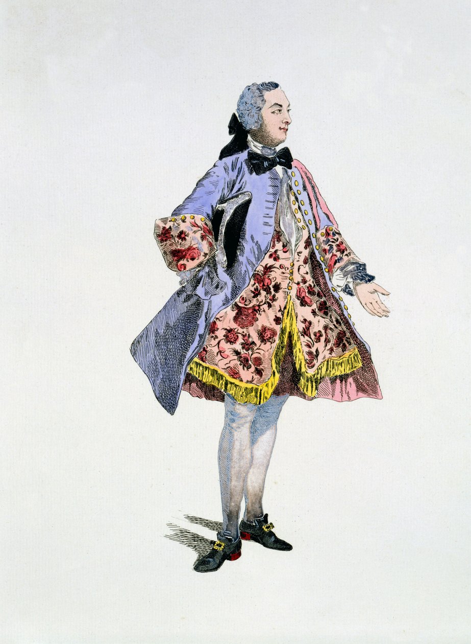 Monsieur Bellecour w roli Belforta, 9 marca 1744 (rycina ręcznie kolorowana) autorstwa Auguste Alexandre Guillaumot