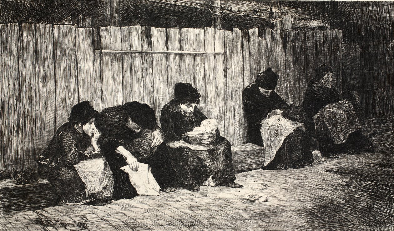 Ilustracja z „La Rue a Londres”, wyd. G. Charpentier et Cie, 1884 autorstwa Auguste Andre Lancon