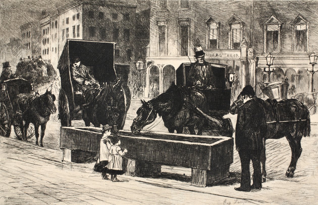 Ilustracja z „La Rue a Londres”, wyd. G. Charpentier et Cie, 1884 autorstwa Auguste Andre Lancon